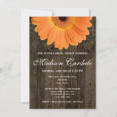 Rustic Wood Oranje Daisy Bridal Shower Kaart (Voorkant)