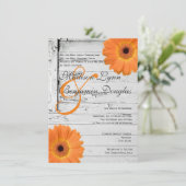 Rustic Wood Oranje Daisy Wedding Invitations Kaart (Staand voorkant)