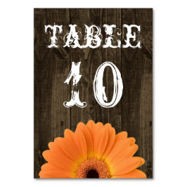 Rustic Wood Oranje Daisy Wedding Table Kaart