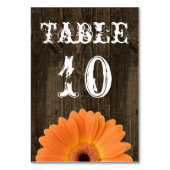 Rustic Wood Oranje Daisy Wedding Table Kaart (Achterkant)