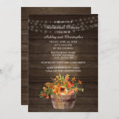 Rustic Wood Oranje Flowers Wedding Rehearsal Kaart (Voorkant / Achterkant)