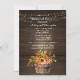 Rustic Wood Oranje Flowers Wedding Rehearsal Kaart