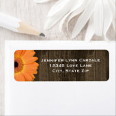 Rustic Wood Oranje Gerber Daisy Adresetiketten Etiket (Insitu)