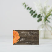 Rustic Wood Oranje Gerber Daisy Wedding Place Card Plaatskaartje (Staand voorkant)