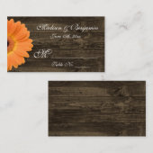 Rustic Wood Oranje Gerber Daisy Wedding Place Card Plaatskaartje (Voorkant / Achterkant)