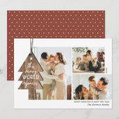 Rustic Wood Ornament 3 Foto-collage Kerstmis Feestdagenkaart (Voorkant / Achterkant)