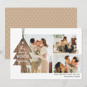 Rustic Wood Ornament 3 Foto-collage Kerstmis Feestdagenkaart (Voorkant / Achterkant)