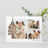 Rustic Wood Ornament 3 Foto-collage Kerstmis Feestdagenkaart (Staand voorkant)