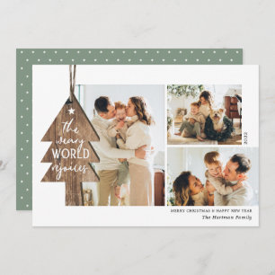 Rustic Wood Ornament 3 Foto-collage Kerstmis Feestdagenkaart