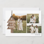 Rustic Wood Ornament Pas getrouwd 3 Kerstmis Ho Feestdagenkaart (Voorkant)