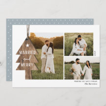 Rustic Wood Ornament Pas getrouwd 3 Kerstmis Ho