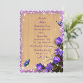 Rustic Wood Paars Floral Bachelorette Party Kaart (Staand voorkant)