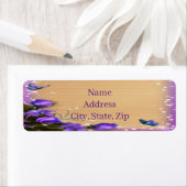 Rustic Wood Paars Floral Butterfly Adres Etiket (Insitu)