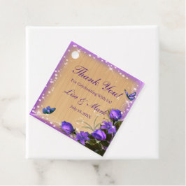 Rustic Wood Paars Floral Butterfly Wedding Bedankjes Labels