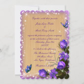 Rustic Wood Paars Floral Butterfly Wedding Kaart (Voorkant)