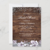 Rustic Wood Paars Floral Vrijgezellenfeest Invite Kaart (Voorkant)