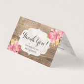 Rustic Wood & Painted Pink Hibiscus Hartelijk dank Kaart (Voorkant)