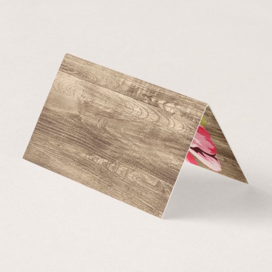 Rustic Wood & Painted Pink Hibiscus Hartelijk dank Kaart (Achterkant)