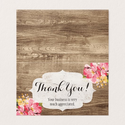 Rustic Wood & Painted Pink Hibiscus Hartelijk dank Kaart (Buitenkant ongevouwen)