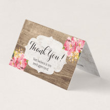 Rustic Wood & Painted Pink Hibiscus Hartelijk dank