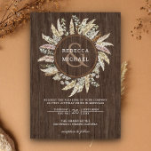Rustic Wood Pampas Grass Wreath Ampersand Wedding Kaart