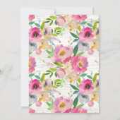 Rustic Wood Pastel Floral Bridal Shower Invitation Kaart (Achterkant)