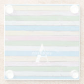 Rustic Wood Pastel Stripes Family Name Glazen Onderzetter (Achterkant)