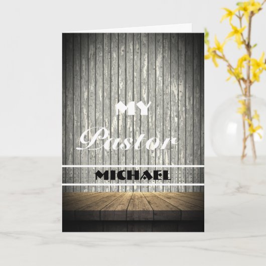 Rustic Wood Pastor Appreciation Card Kaart (Gele Bloem)