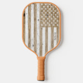 Rustic Wood Patriotic USA Vlag gepersonaliseerd Pickleball Paddle (Achterkant)
