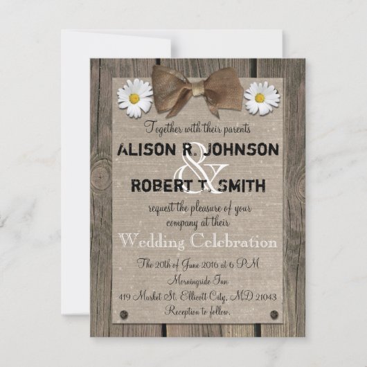 Rustic Wood Pattern Wedding Invitation Kaart (Voorkant)