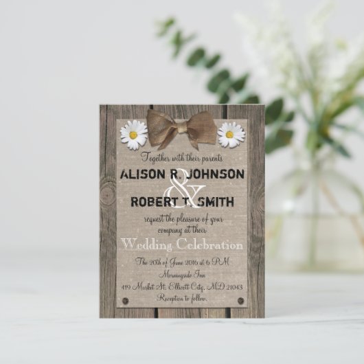 Rustic Wood Pattern Wedding Invitation Kaart (Staand voorkant)