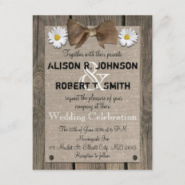Rustic Wood Pattern Wedding Invitation Kaart