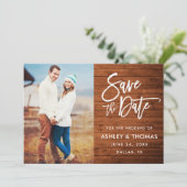 Rustic Wood, penseelfoto Save The Date (Staand voorkant)