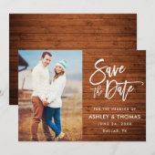 Rustic Wood, penseelfoto Save The Date (Voorkant / Achterkant)