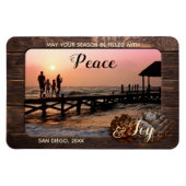 Rustic Wood Personalized Holiday Photo Magnet Magneet (Horizontaal)