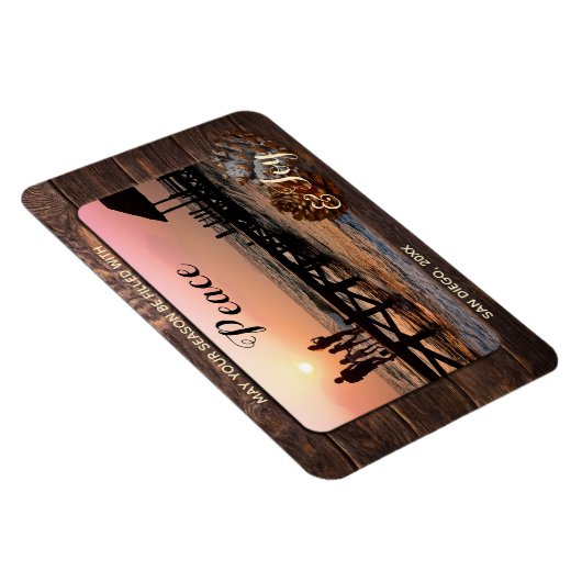 Rustic Wood Personalized Holiday Photo Magnet Magneet (Rechterzijde)