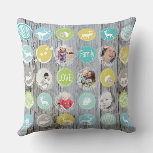 Rustic Wood Persoonlijke kerstfoto Kussen (Achterkant)