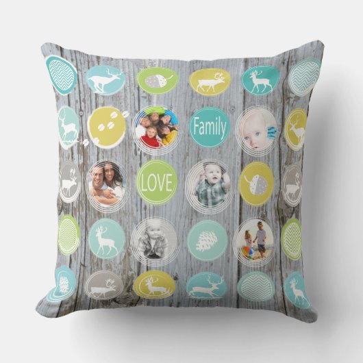 Rustic Wood Persoonlijke kerstfoto Kussen (Voorkant)