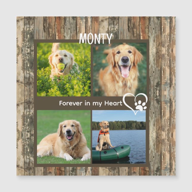 Rustic Wood Pet Keepsake Memorial Photo Collage  (Voorkant)