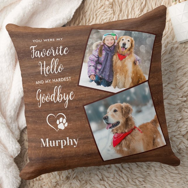 Rustic Wood Pet Loss Keepslag Pet Dog Memorial Kussen (Creator heeft geüpload)