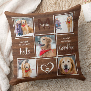 Rustic Wood Pet Memorial Keepslag Foto Collage Kussen