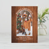 Rustic Wood Photo Arch Merry Kerstmis Feestdagenkaart (Staand voorkant)