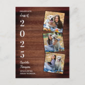 Rustic Wood Photo Collage Afstuderen Uitnodiging Briefkaart (Voorkant)