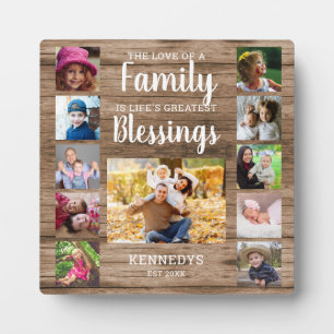 Rustic Wood Photo Collage Family Blessenkaart Cita Fotoplaat
