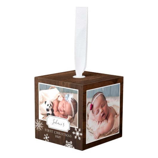 Rustic Wood Photo Collage Snow Decoratie (Voorkant hoekig)