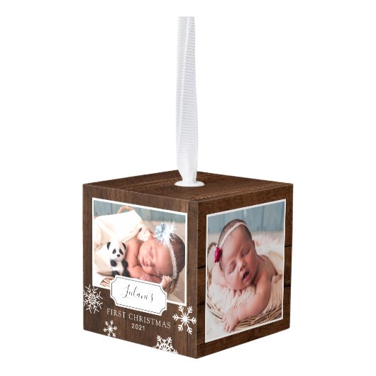 Rustic Wood Photo Collage Snow Decoratie (Achter hoekig)