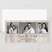 Rustic Wood Photo Collage Wedding Save the Date (Voorkant / Achterkant)