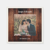 Rustic wood photo country wedding servet (Voorkant)