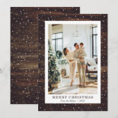 Rustic Wood Photo Merry kerstkaarten Feestdagenkaart (Voorkant / Achterkant)