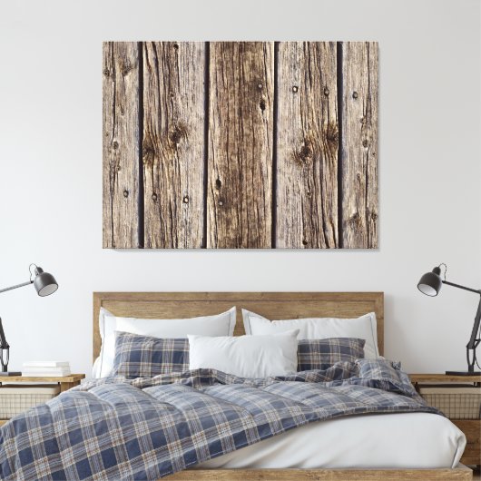 Rustic Wood Photo Realistic Aged Boards Canvas Afdruk (Insitu (Slaapkamer))